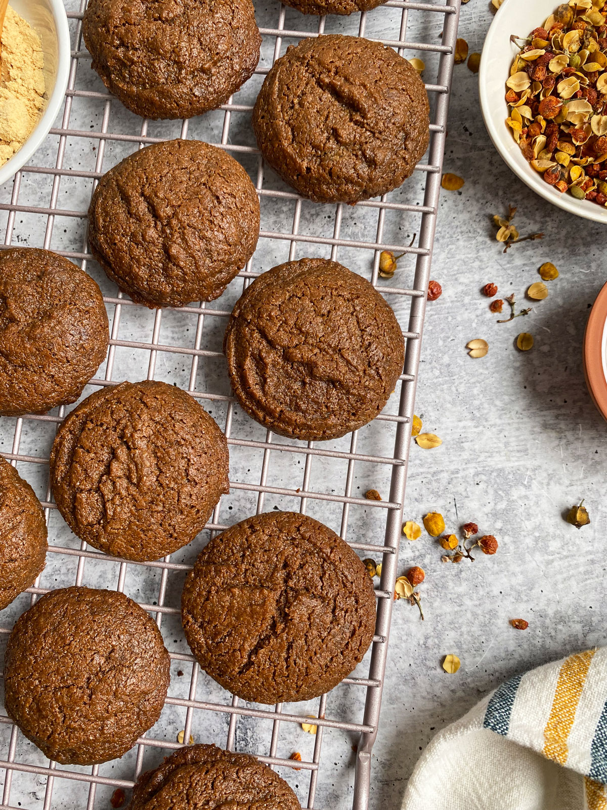 paleo gingersnap cookies on wire cooling rack