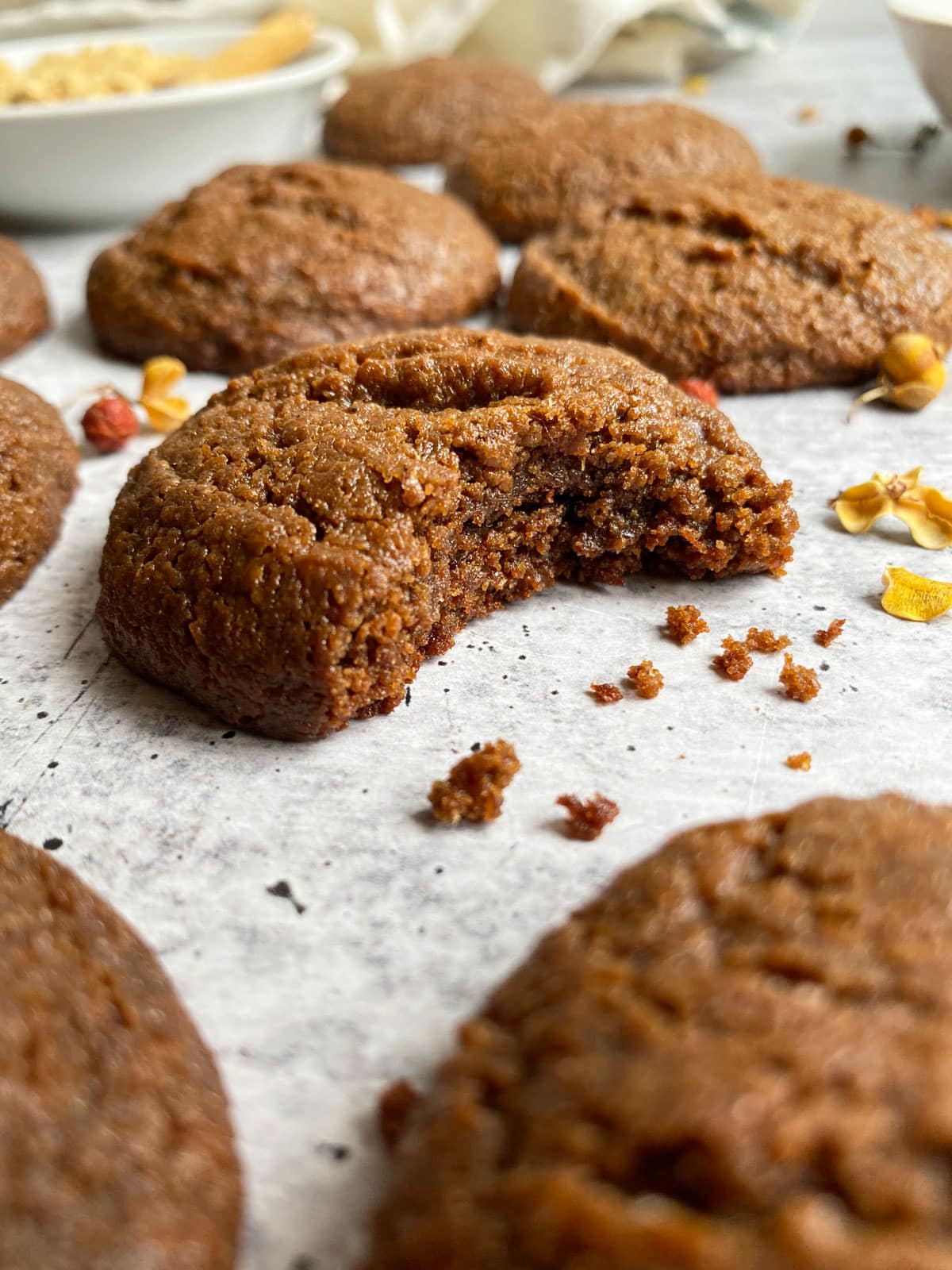 bite of a cookie to show the inside texture