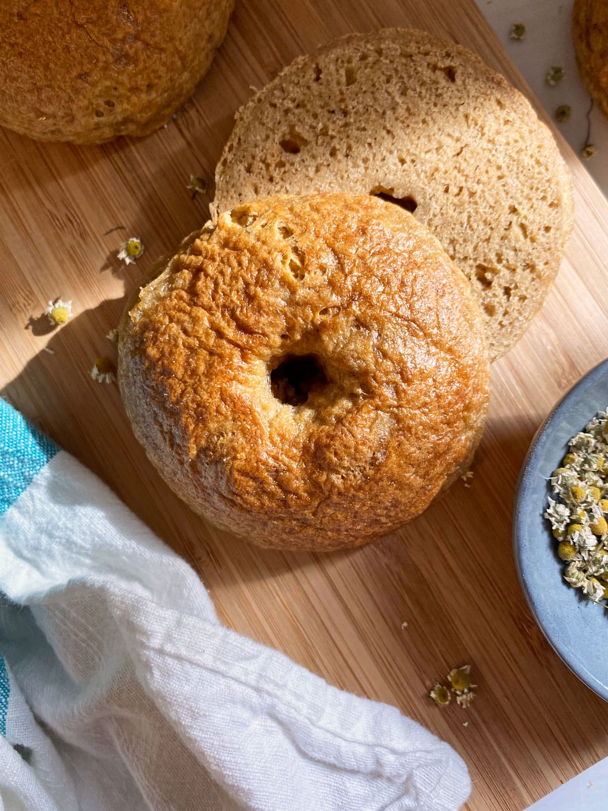 paleo bagels on cutting board