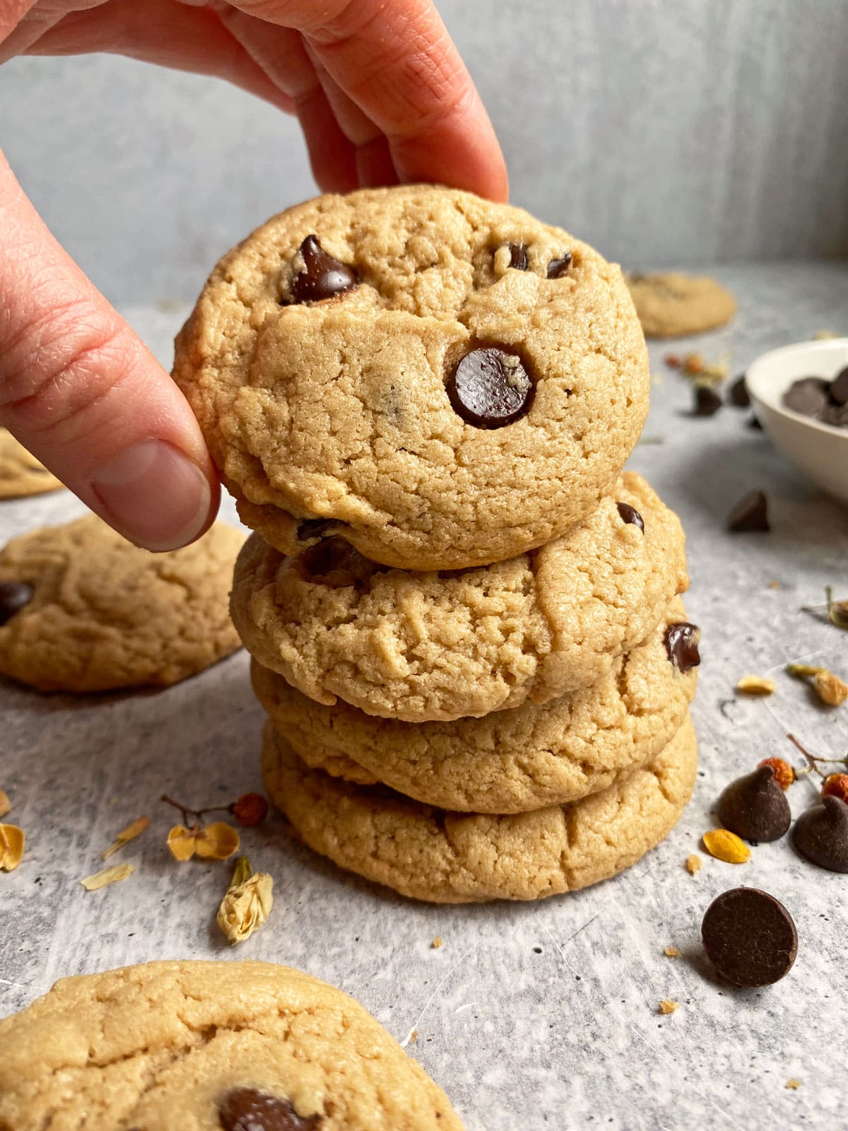 grabbing a tahini cookies