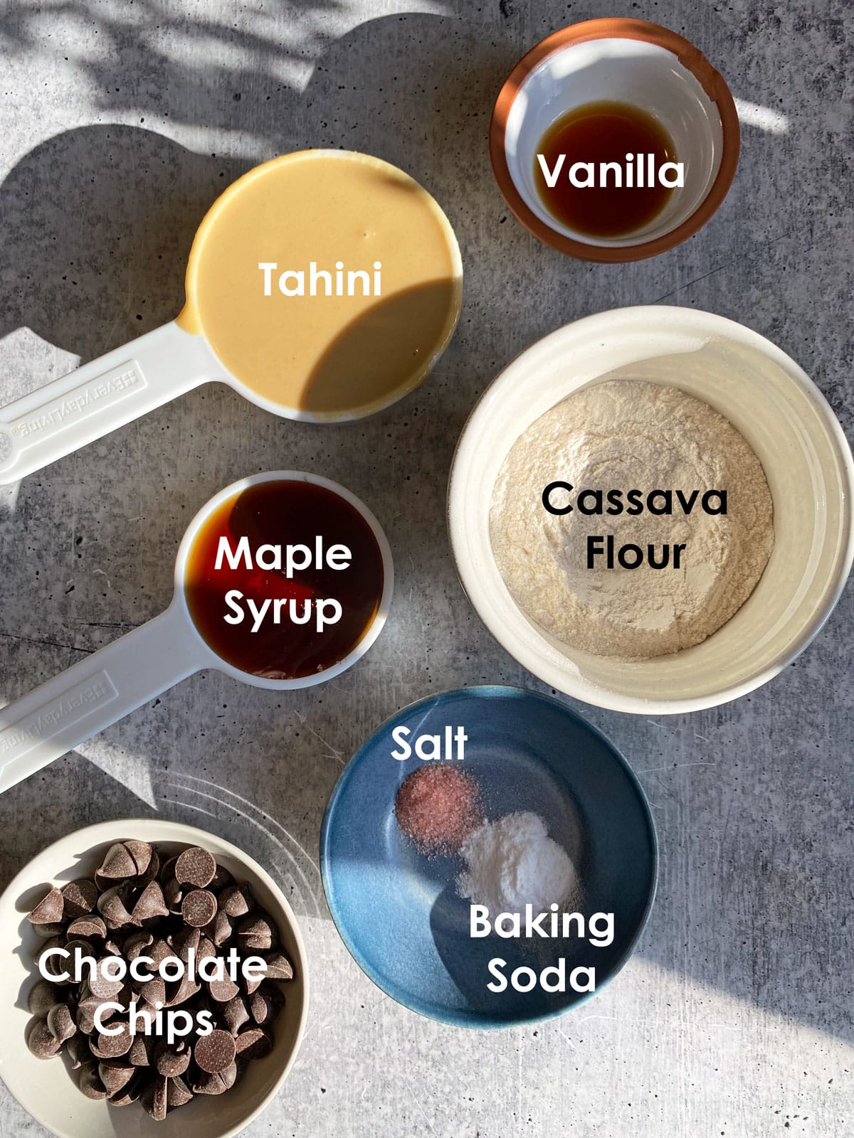 ingredients in chocolate chip tahini cookies