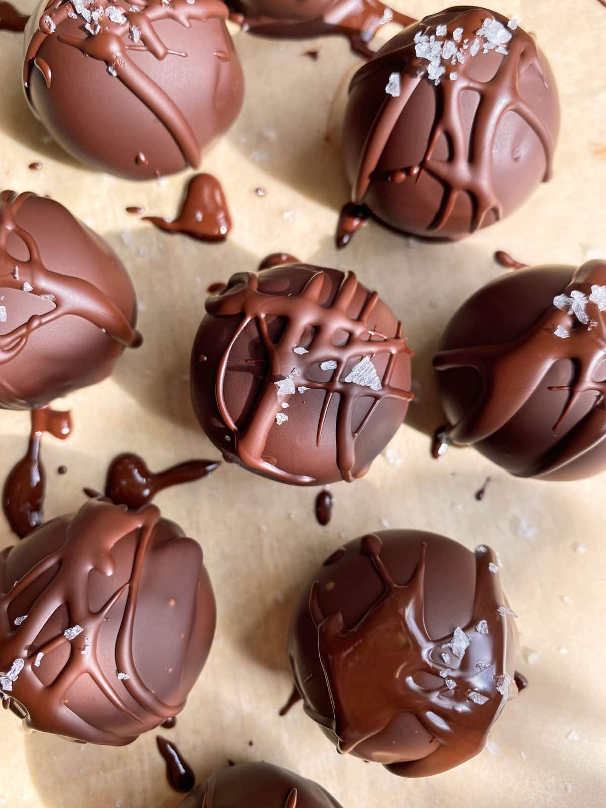 top view of dark chocolate protein balls