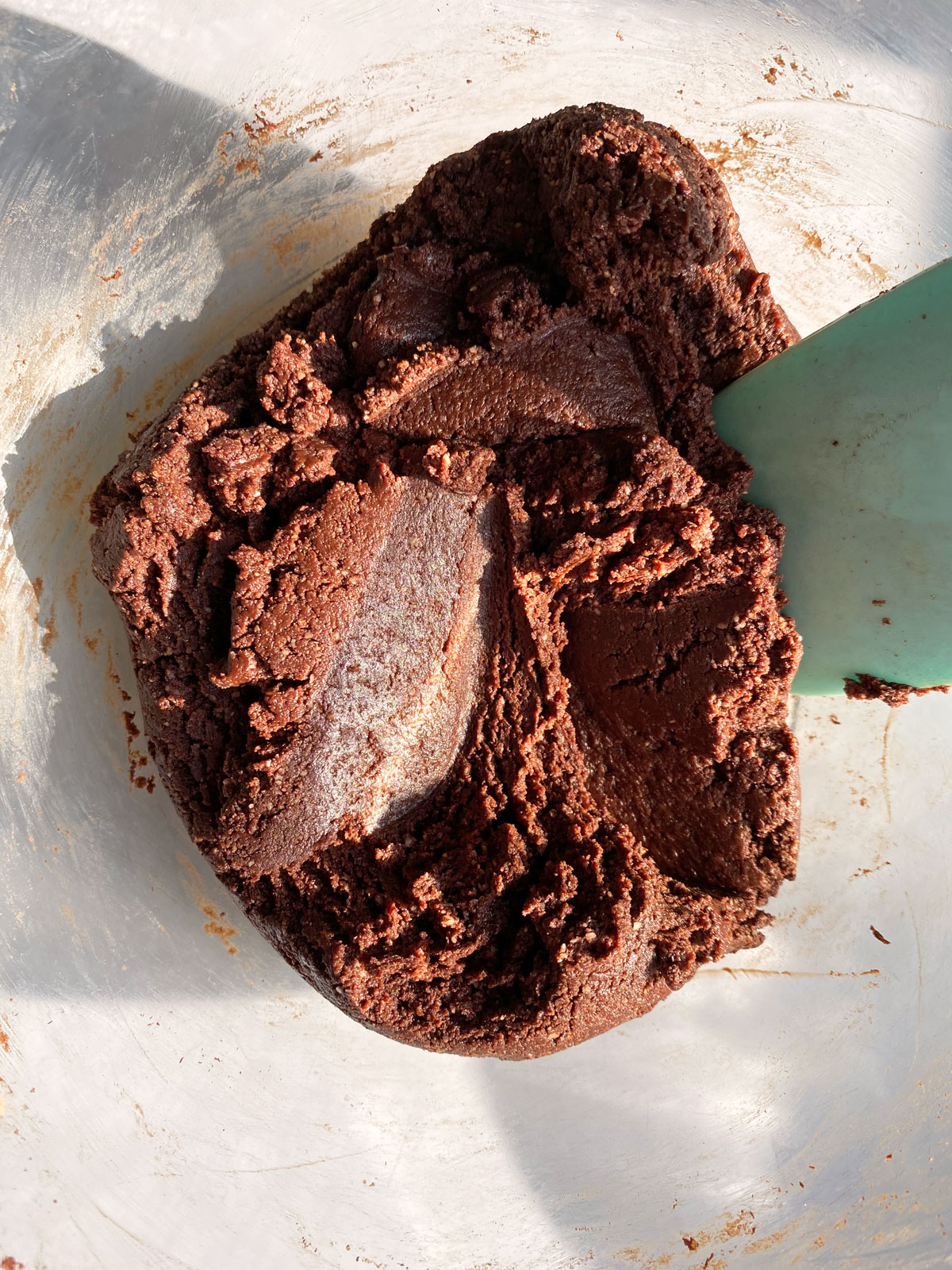 brownie batter in mixing bowl