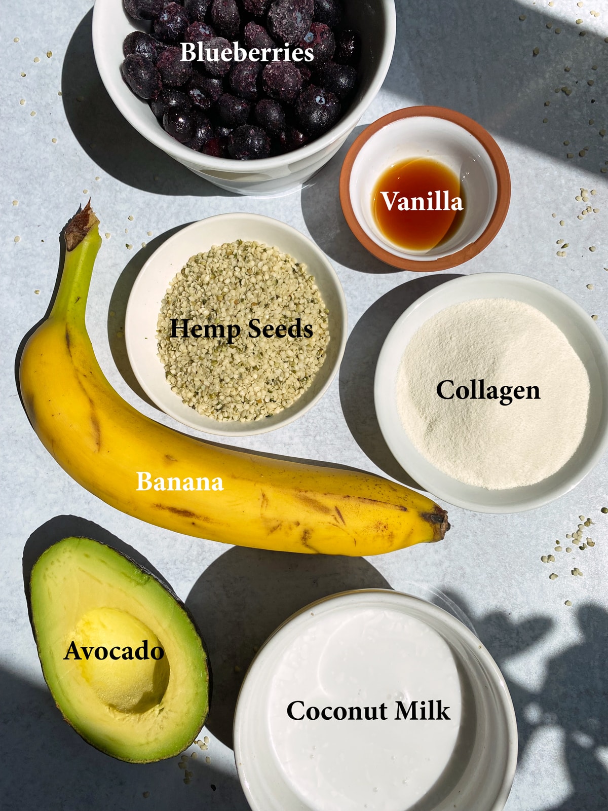 ingredients in blueberry hemp smoothie