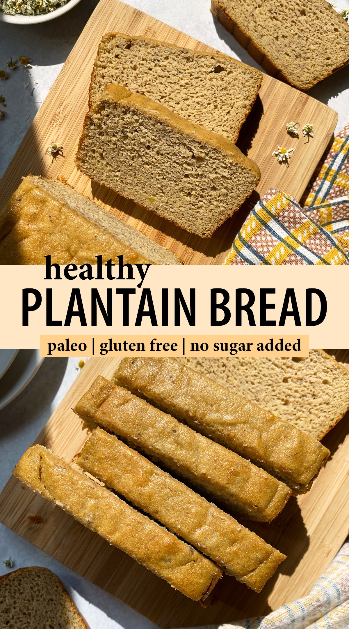 pinterest image for healthy plantain bread