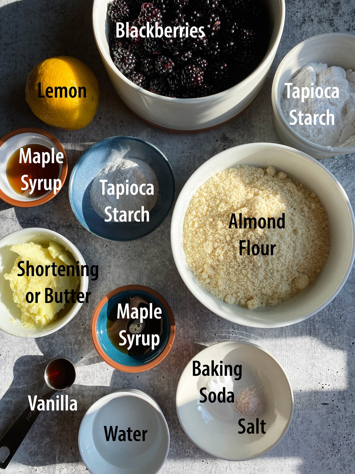 ingredients in paleo gluten free blackberry cobbler