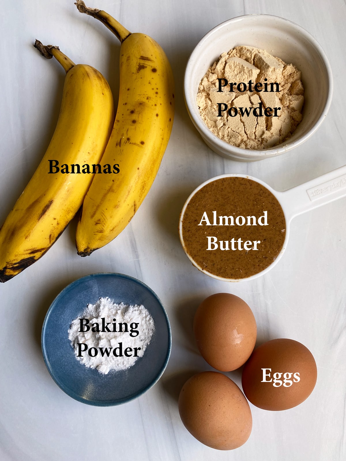 Ingredients in banana protein muffins.