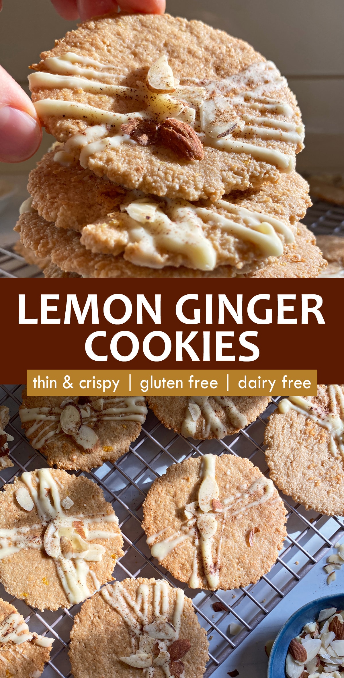 Pinterest image for Lemon Ginger cookies.