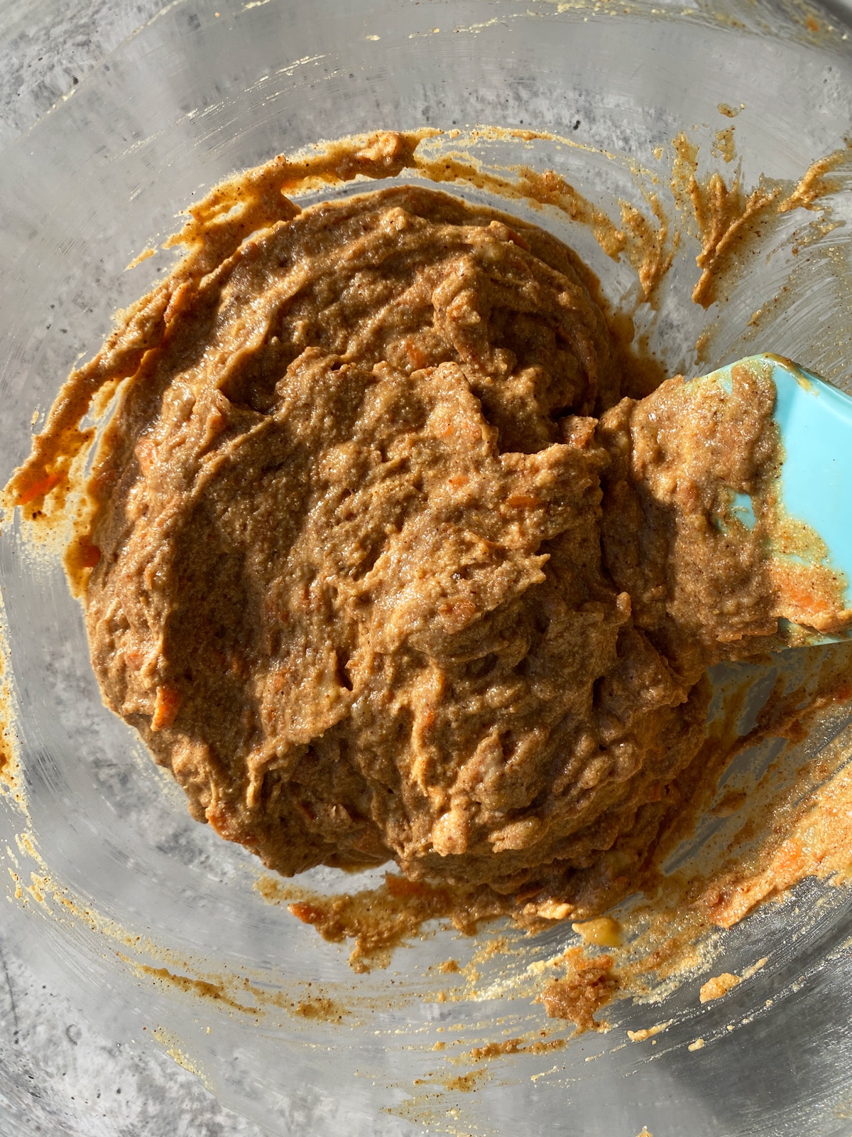 Donut batter in mixing bowl.