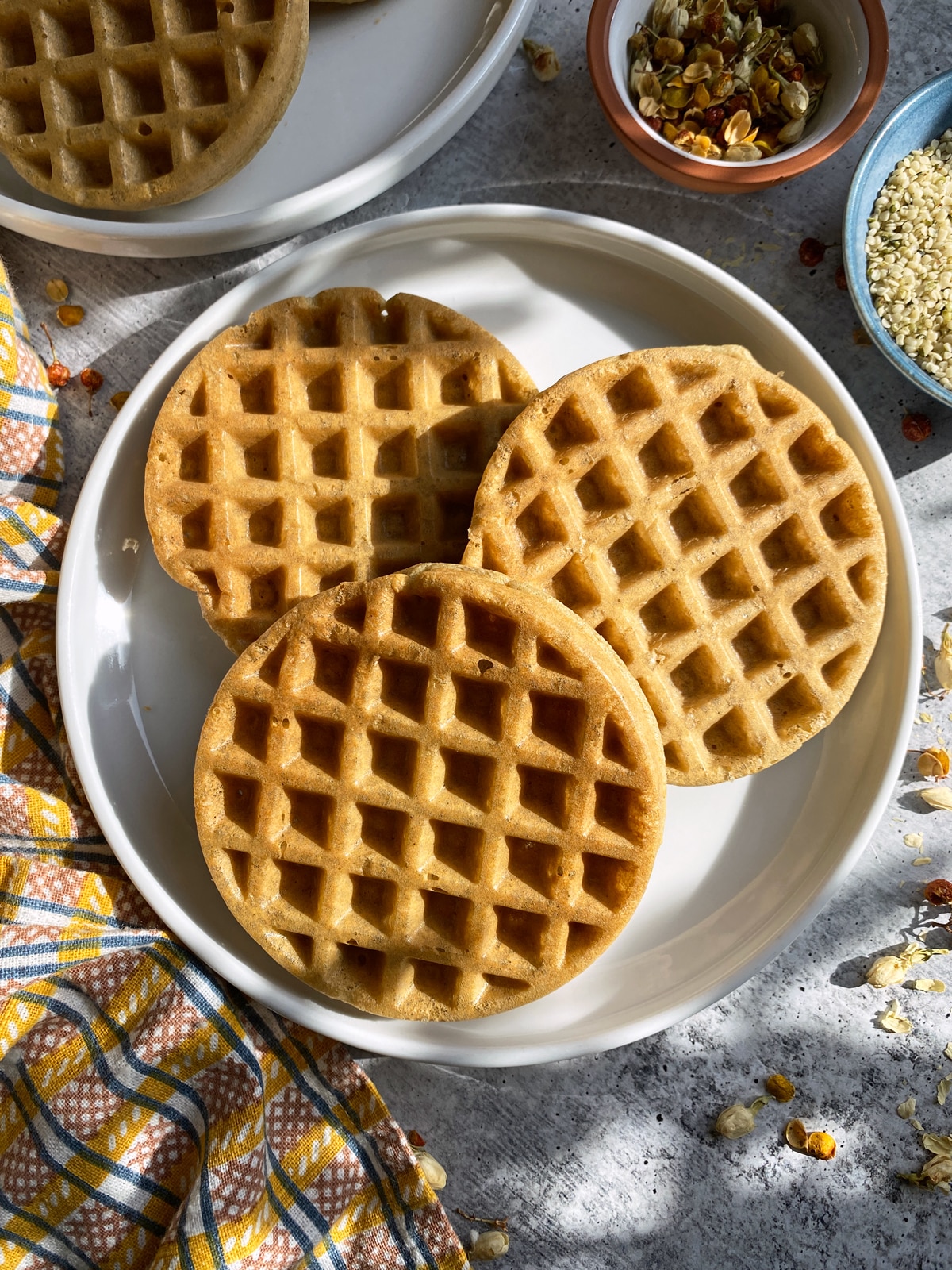 Crispy hemp protein waffles.