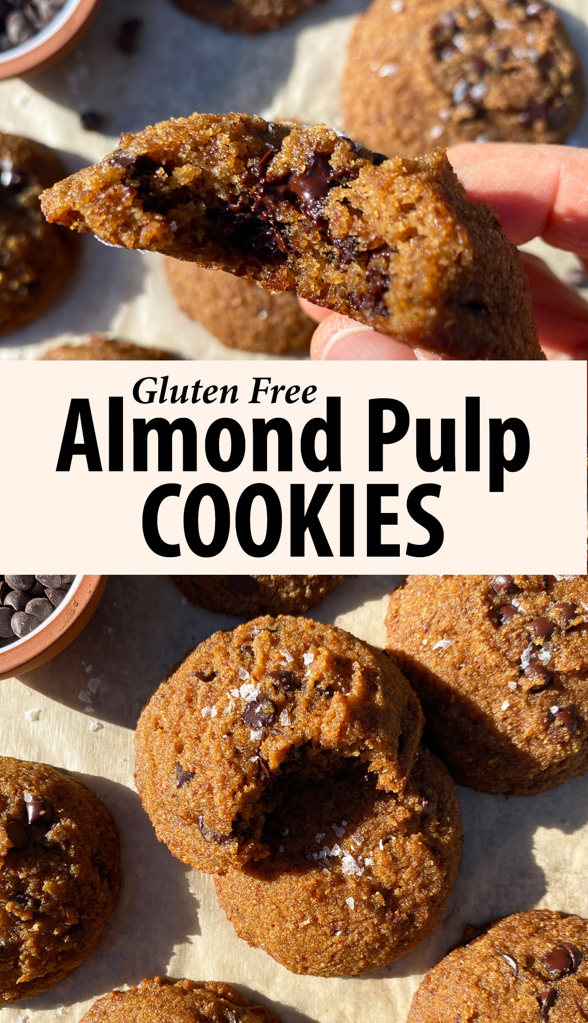 Pinterest image for almond pulp cookies.
