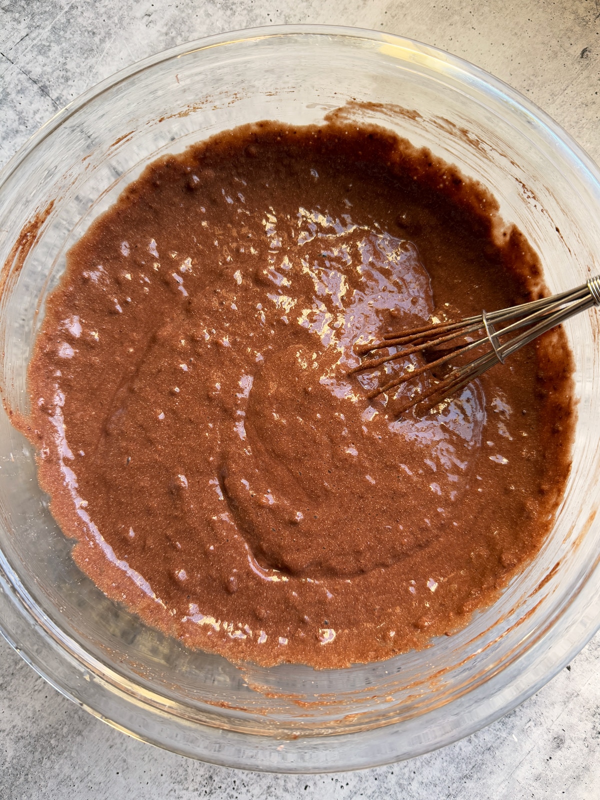 Batter for chocolate banana bread.