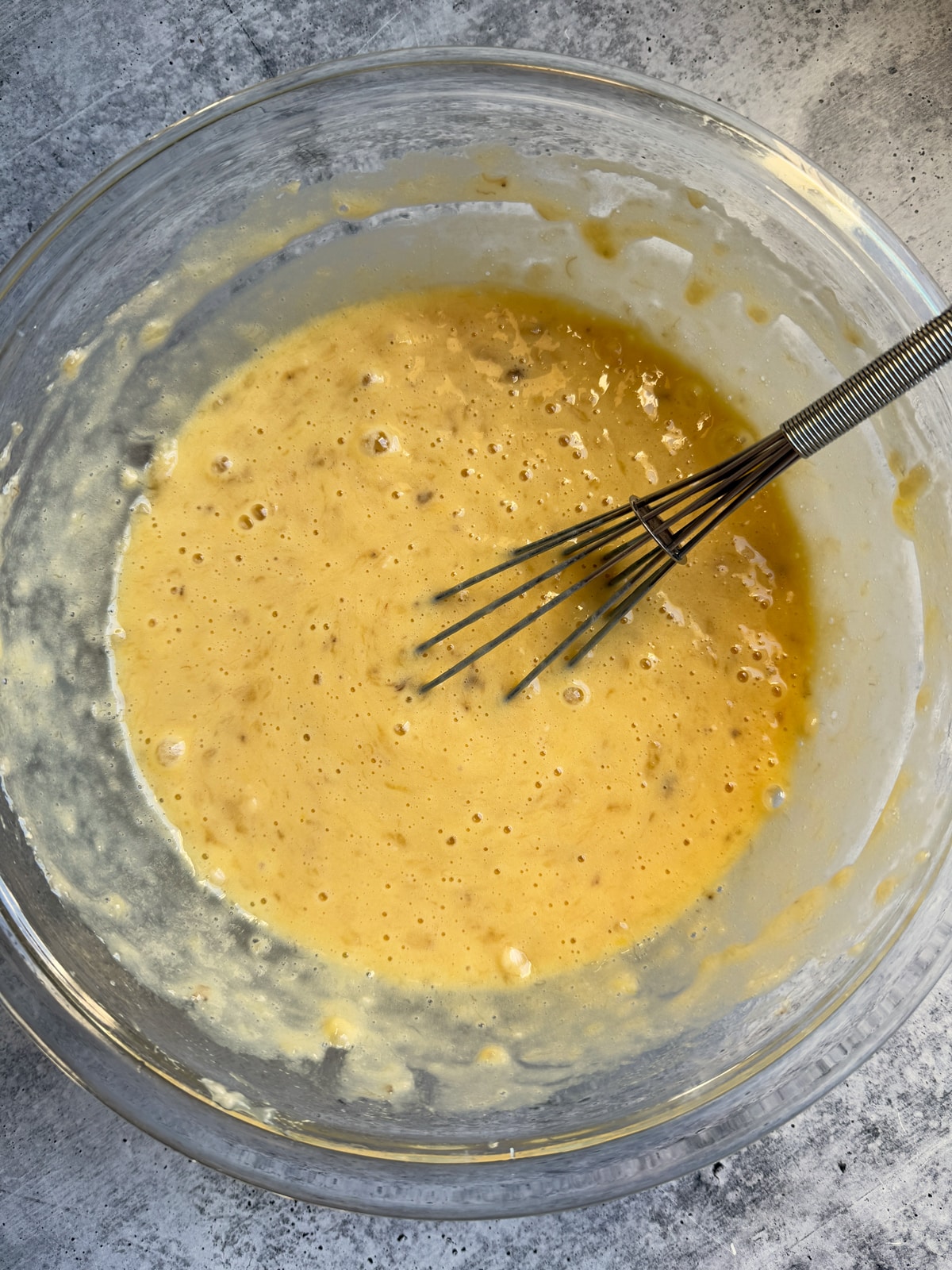 Whisked wet ingredients.