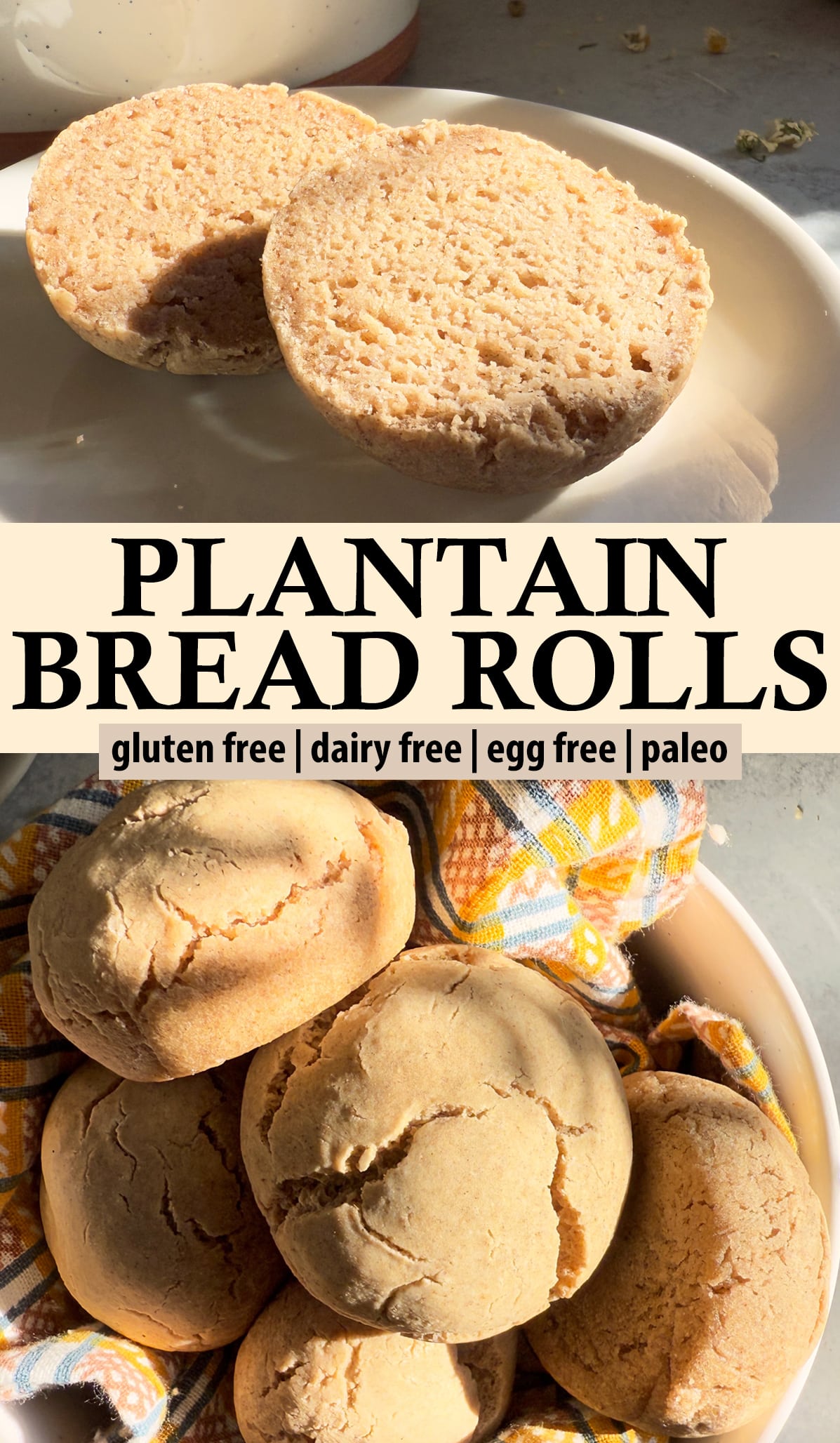 Pinterest image for plantain bread rolls.