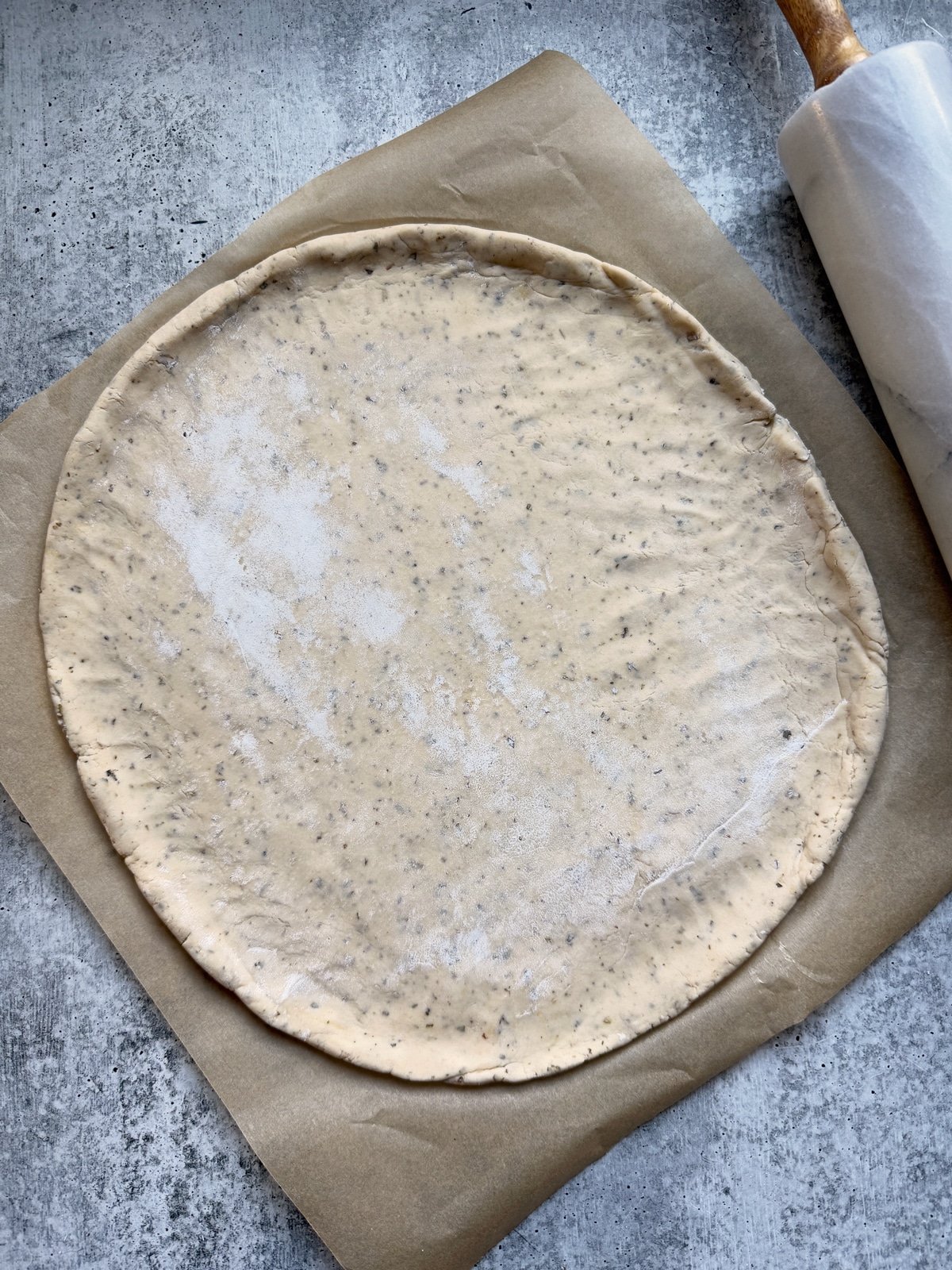 Crust rolled out and shaped.
