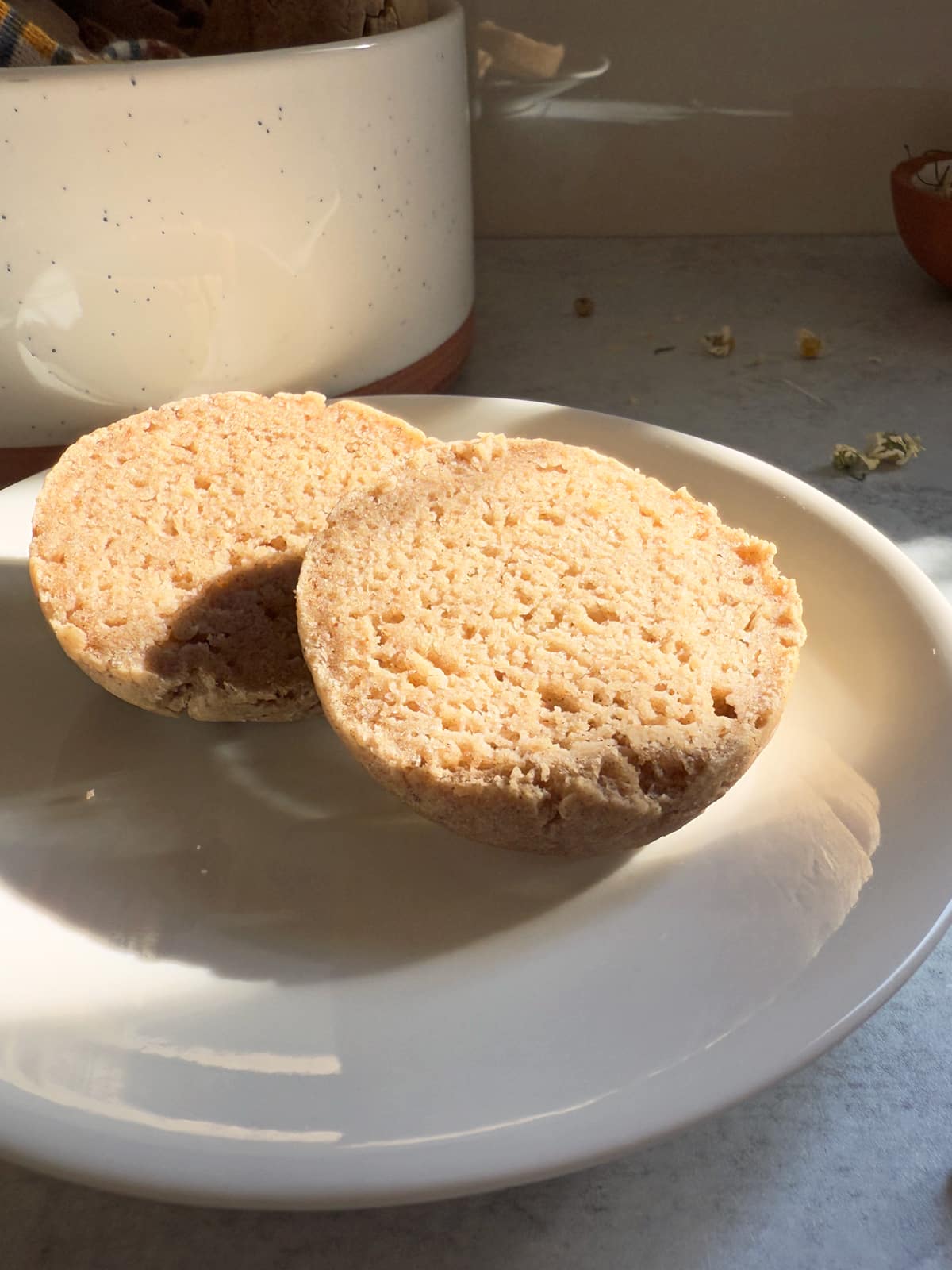 Roll sliced in half to show texture.