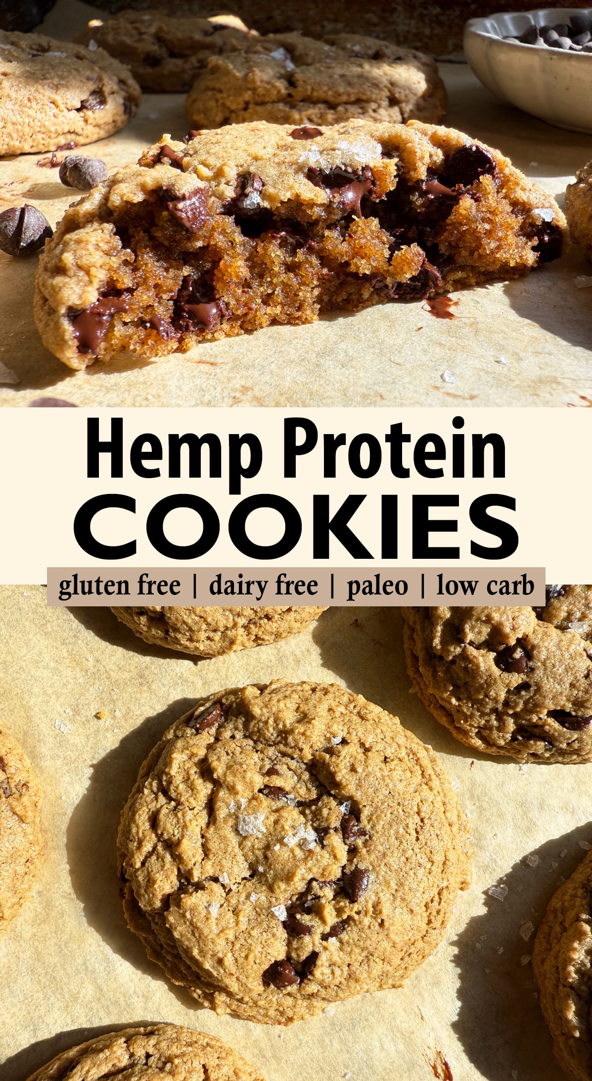 Pinterest image for hemp protein cookies.