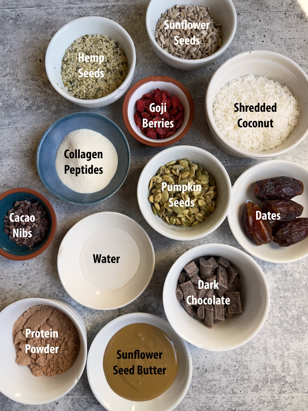 Ingredients in superfood protein bars.