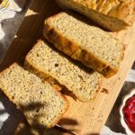 Sliced lemon poppy seed banana bread.