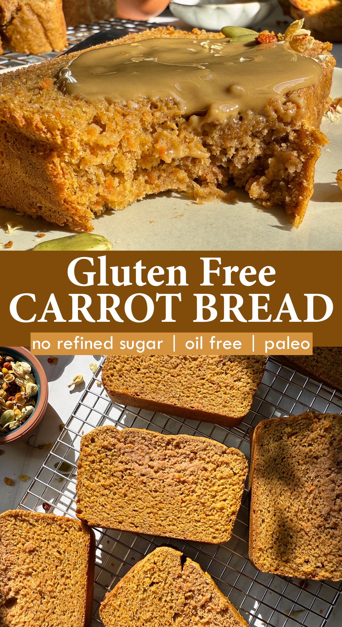 Pinterest image for carrot bread.