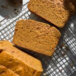 Healthy paleo carrot bread on wire cooling rack.