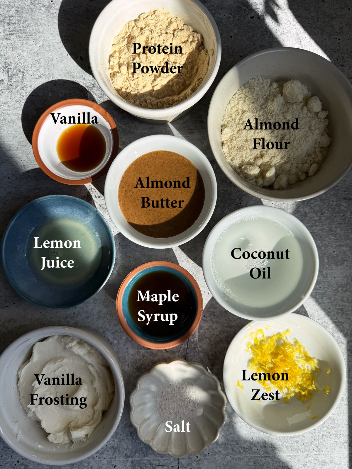 Ingredients needed to make no-bake lemon cookie bars.