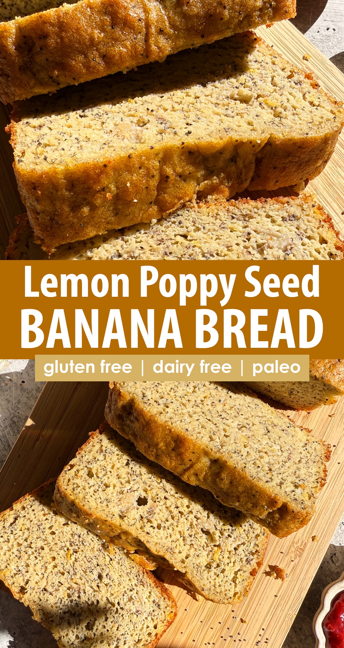 Pinterest image for lemon poppy seed banana bread.