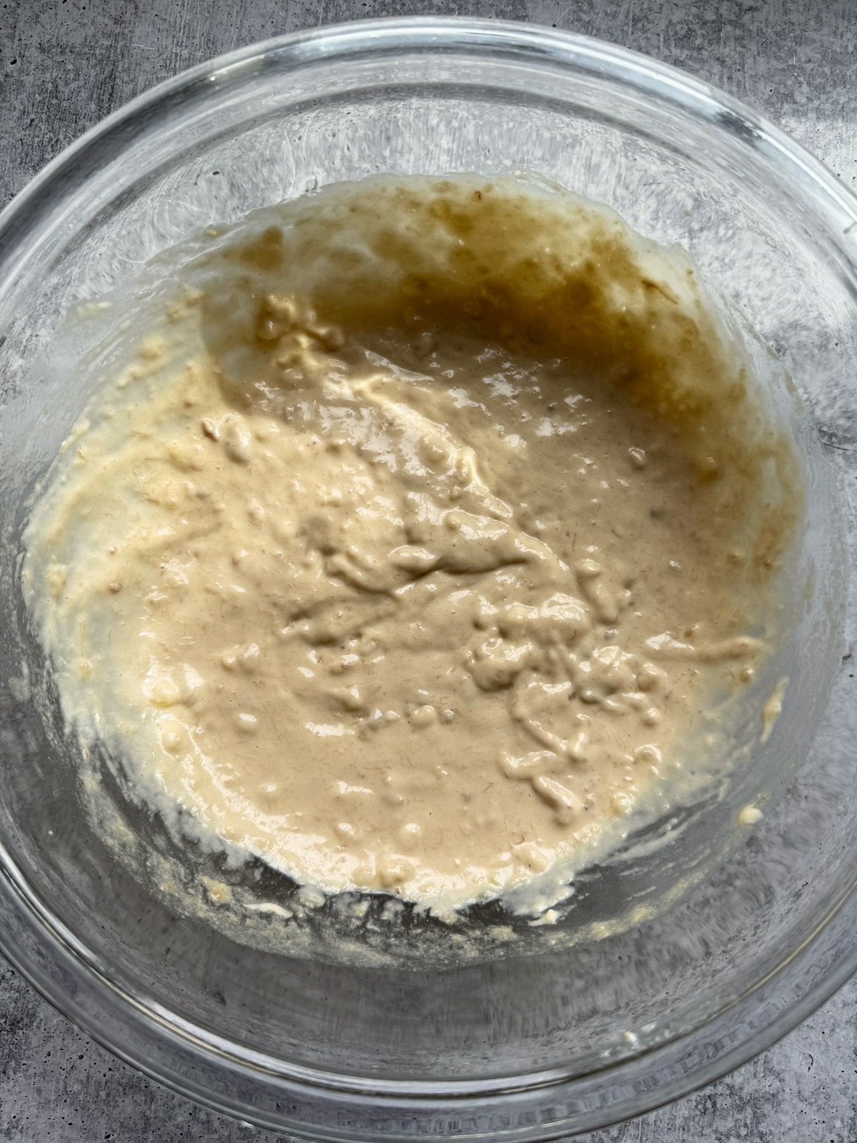 Combined wet ingredients.