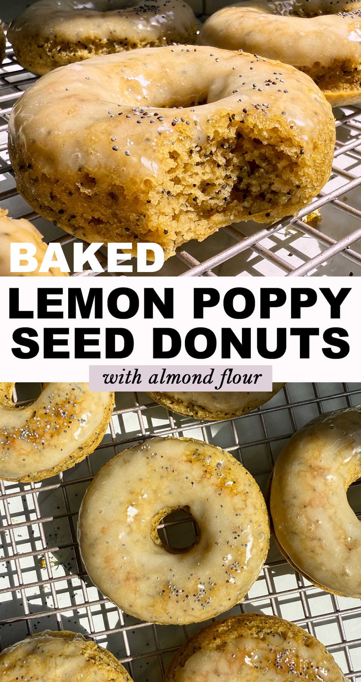Pinterest image for lemon poppy seed donuts.