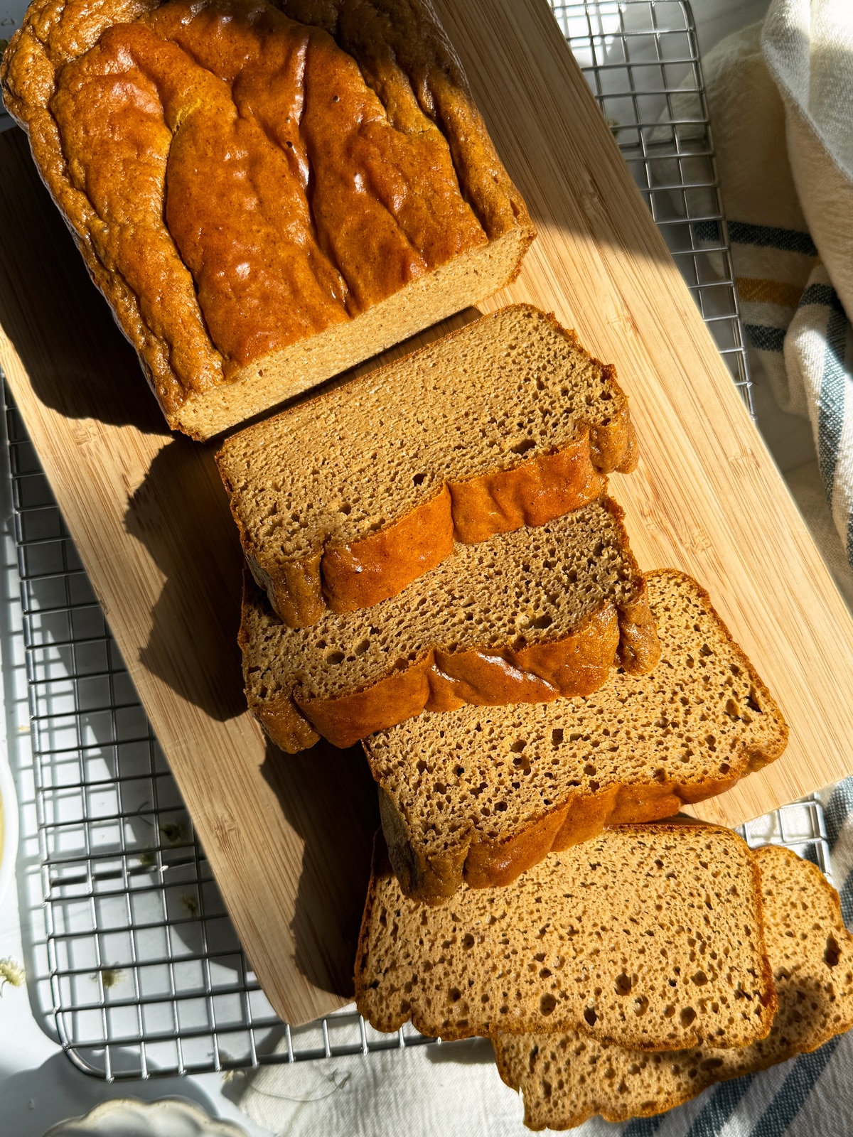 Sliced sweet potato bread.
