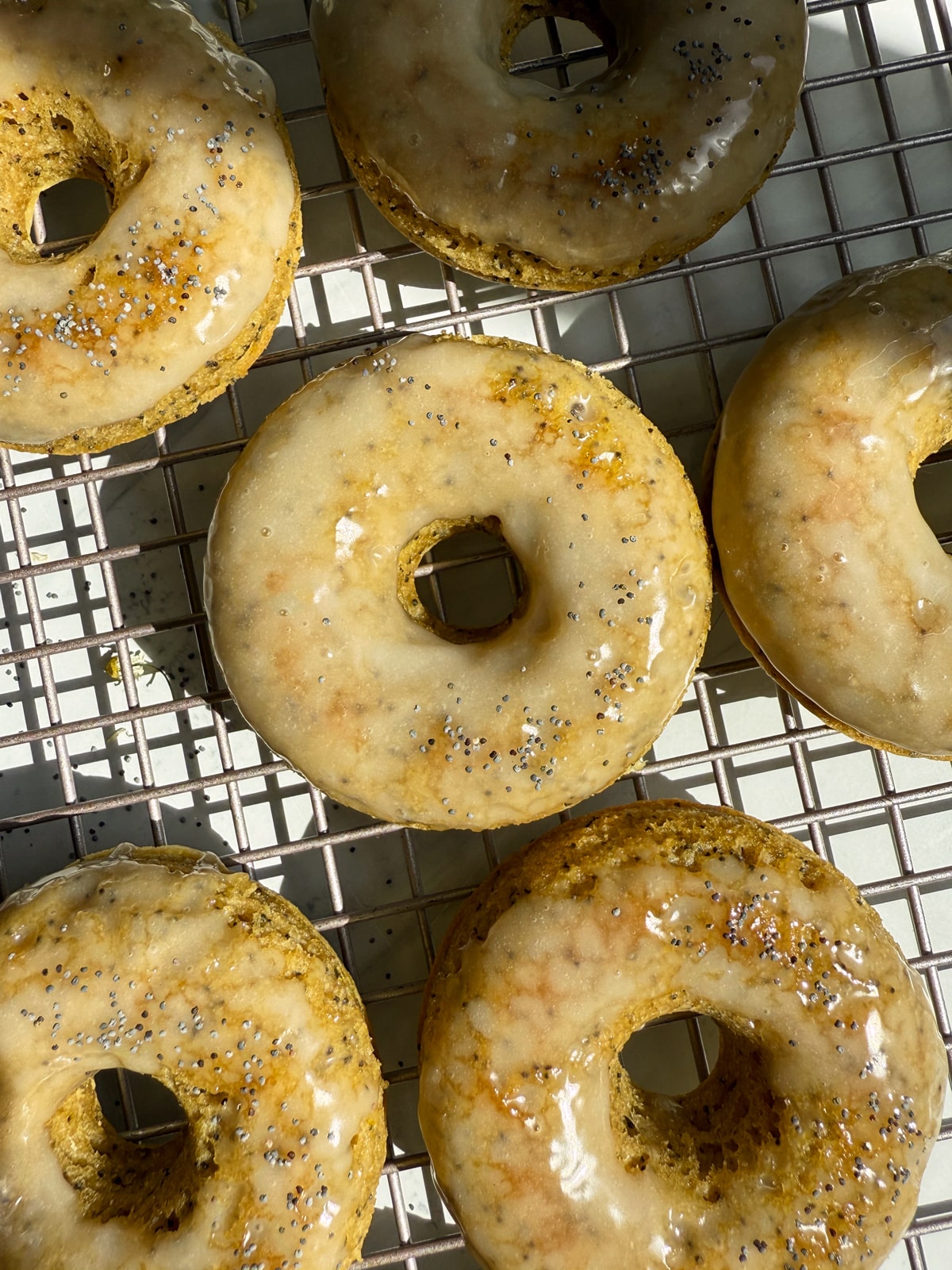 Gluten free lemon poppy seed donuts.
