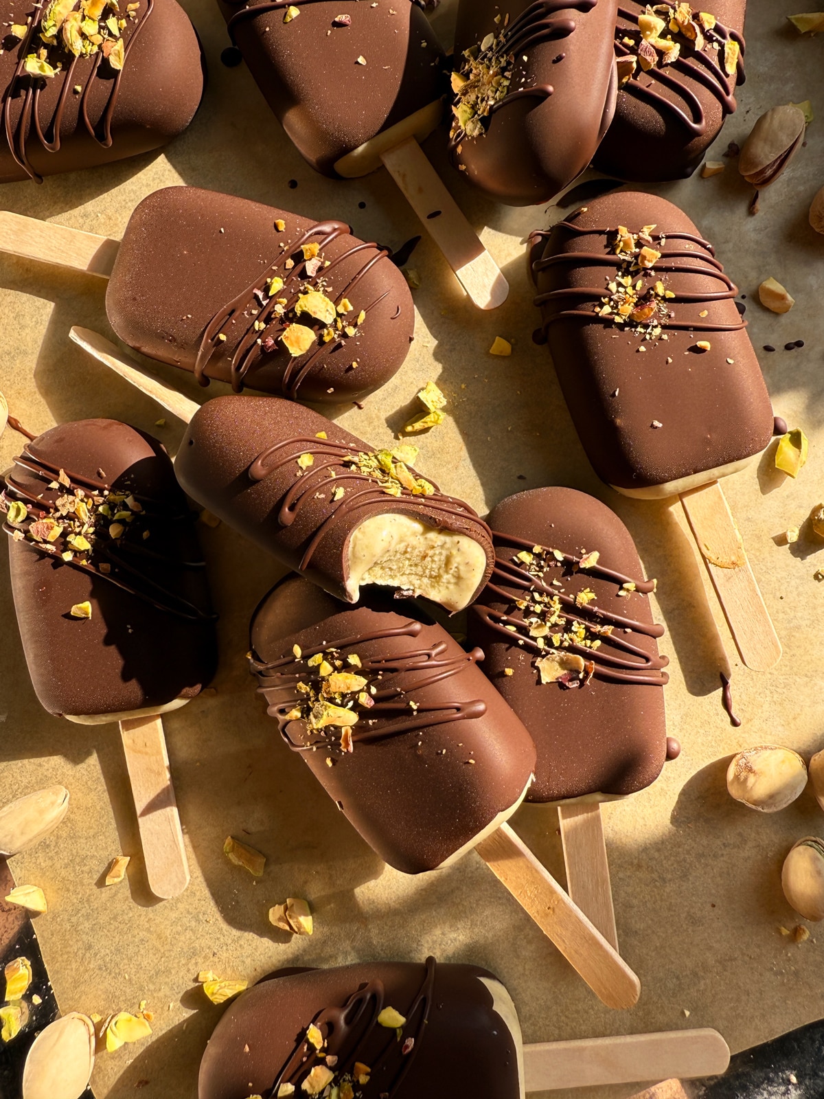 Paleo pistachio ice cream bars.