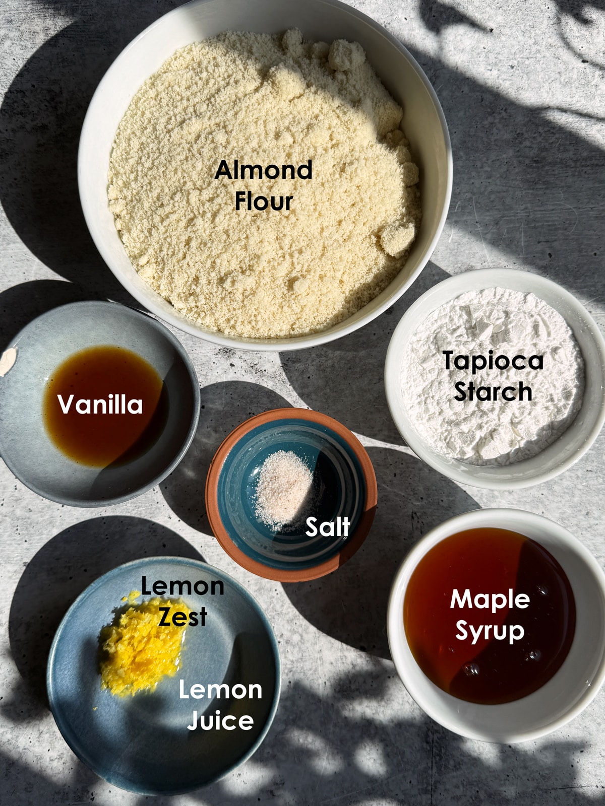Ingredients needed to make lemon cookies.