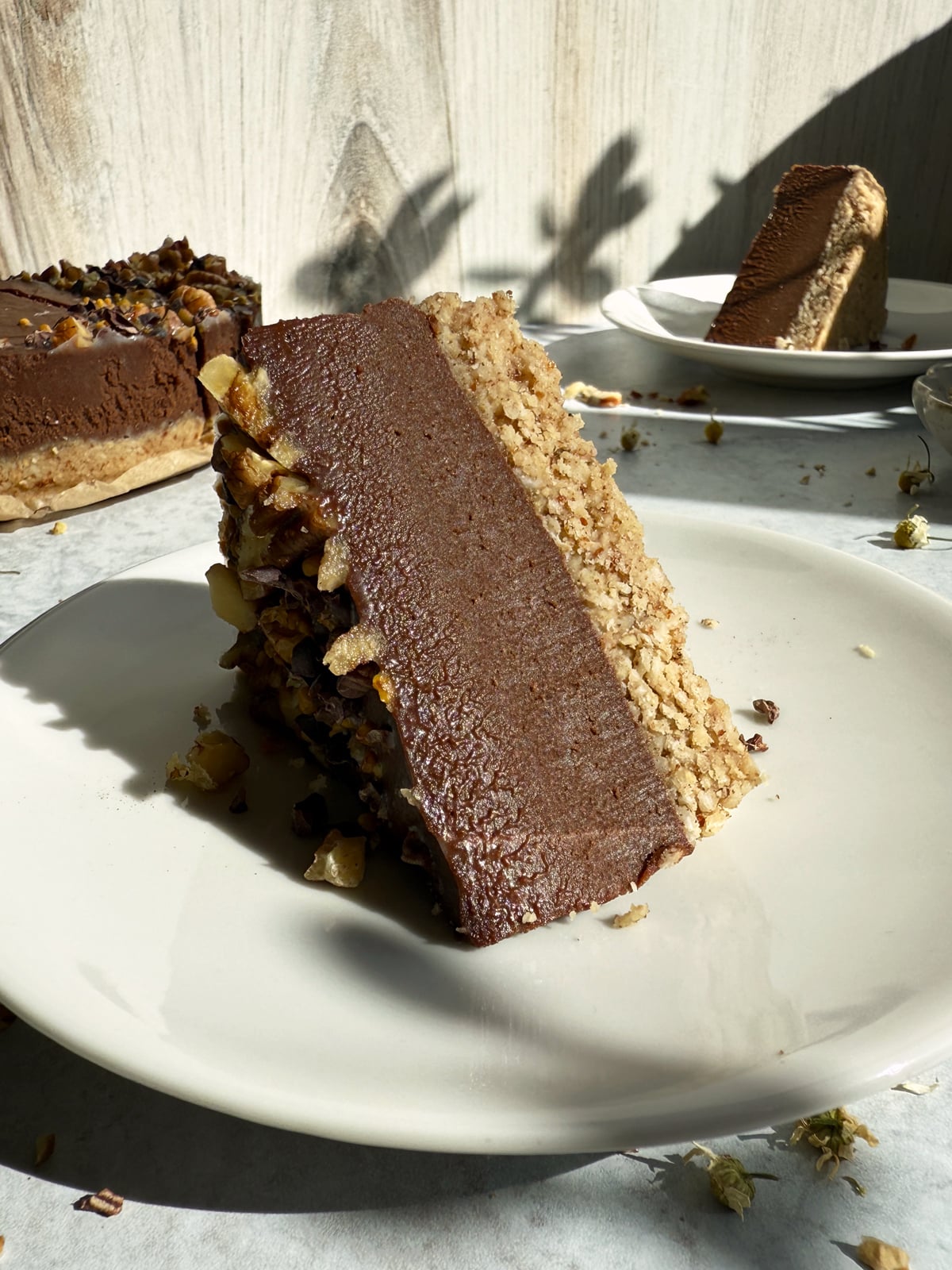 Slice of no bake cake.