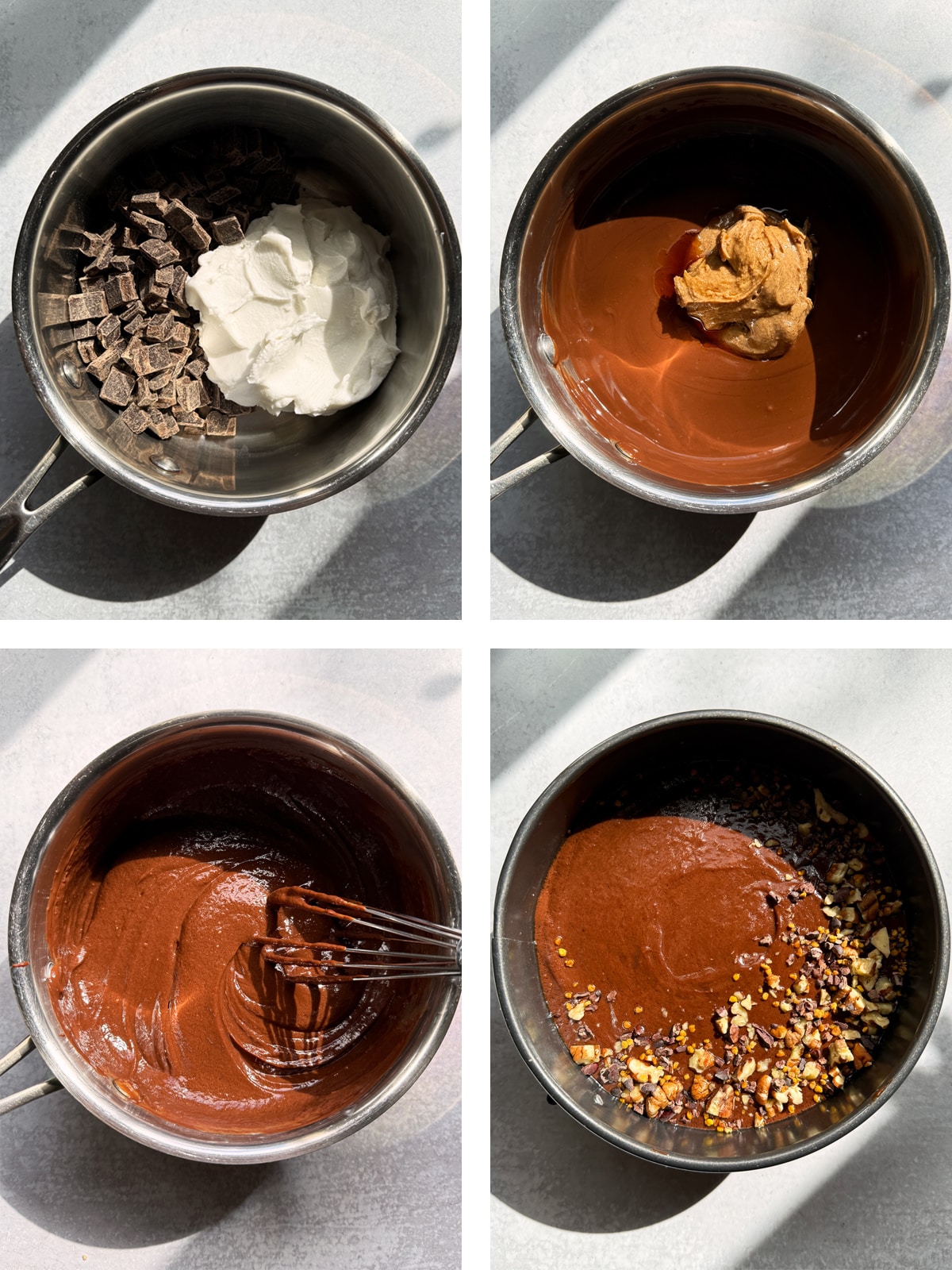 Making the chocolate filling.