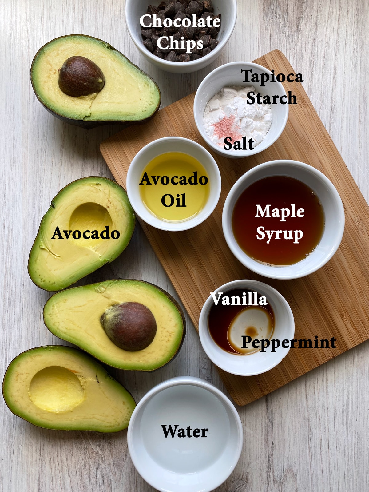 Ingredients in mint chocolate chip ice cream bars.