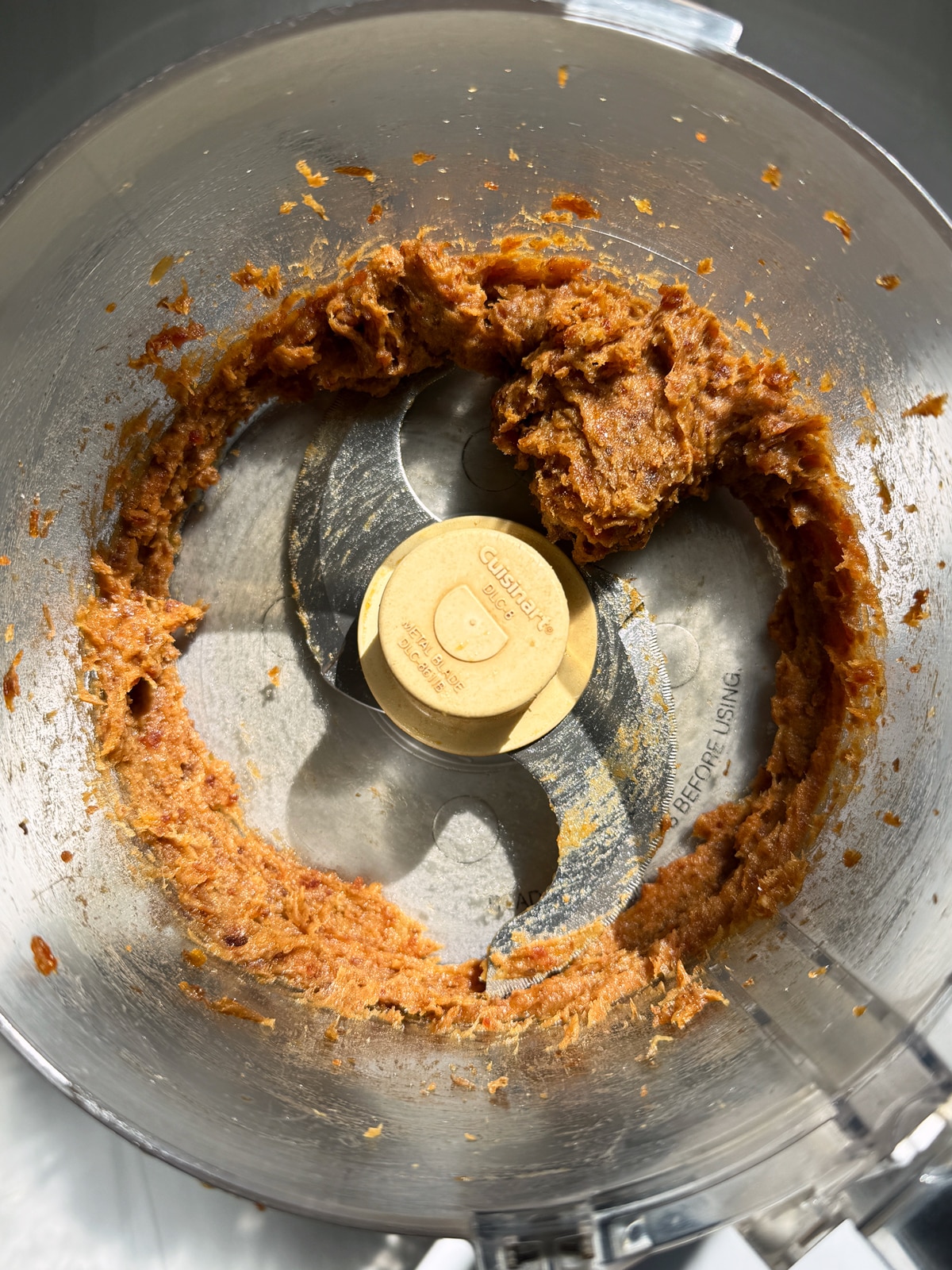 Blended dates in food processor.