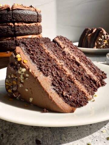 Slice of chocolate beet cake.