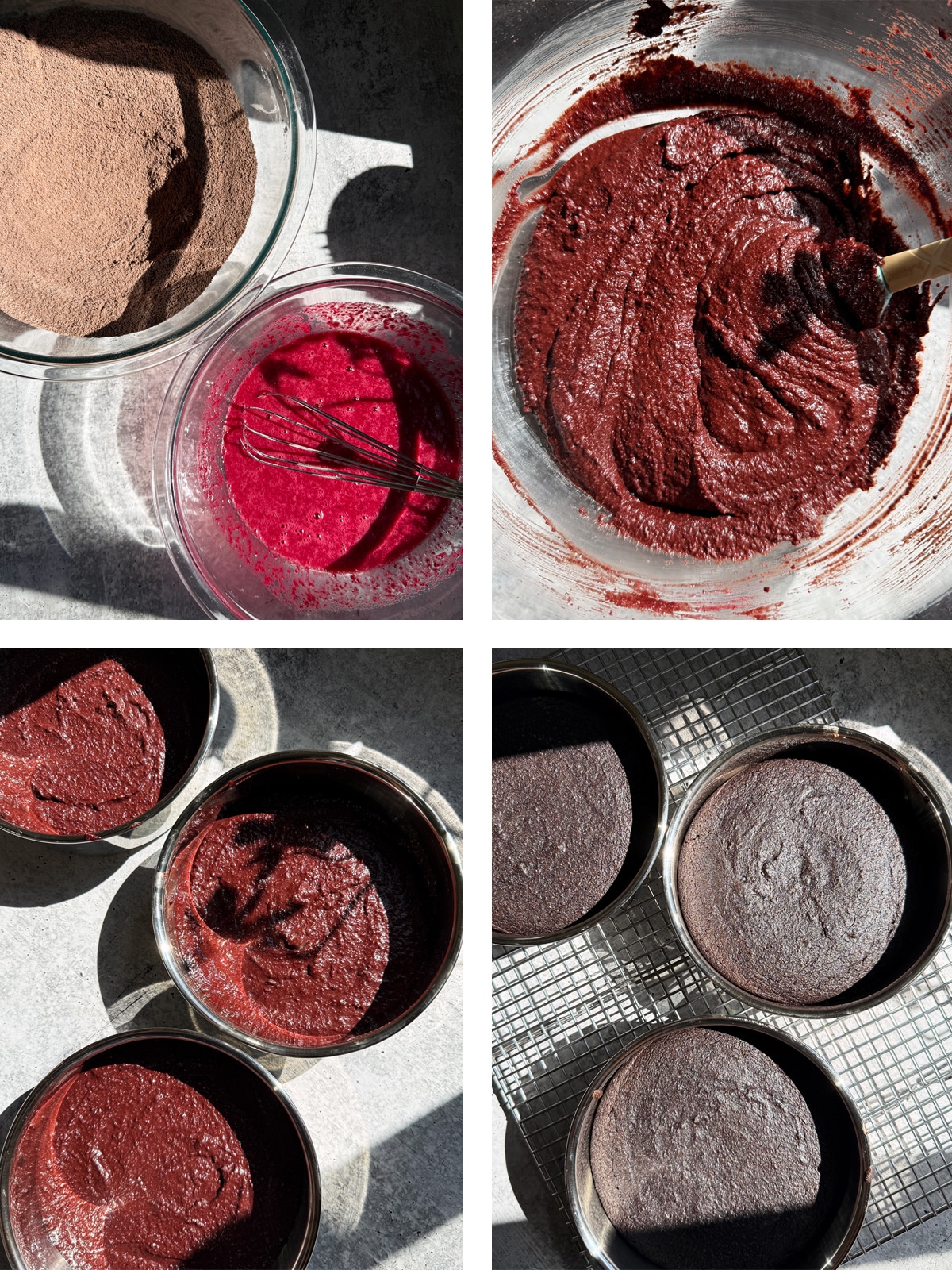 Steps for making the cake.