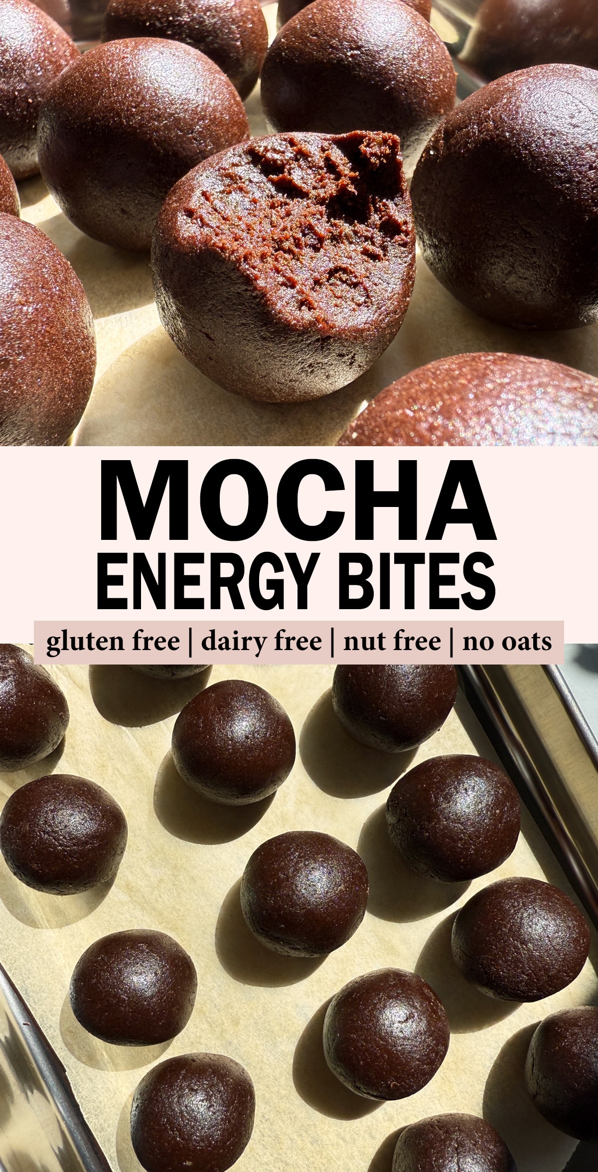 Pinterest image for mocha energy bites.