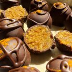 Cut truffle to show the filling.