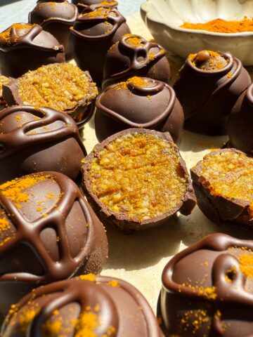 Cut truffle to show the filling.