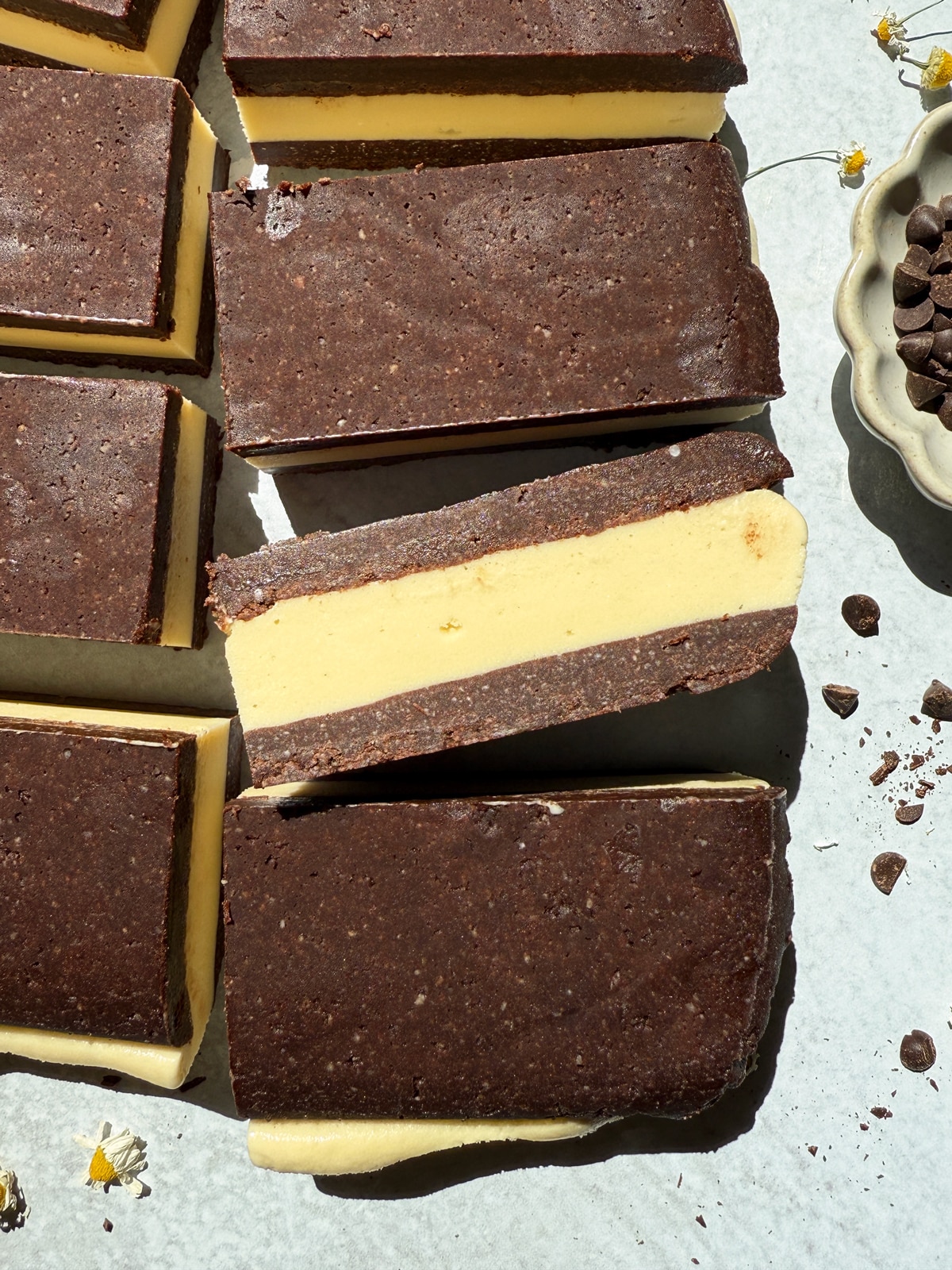 Cut ice cream bars.