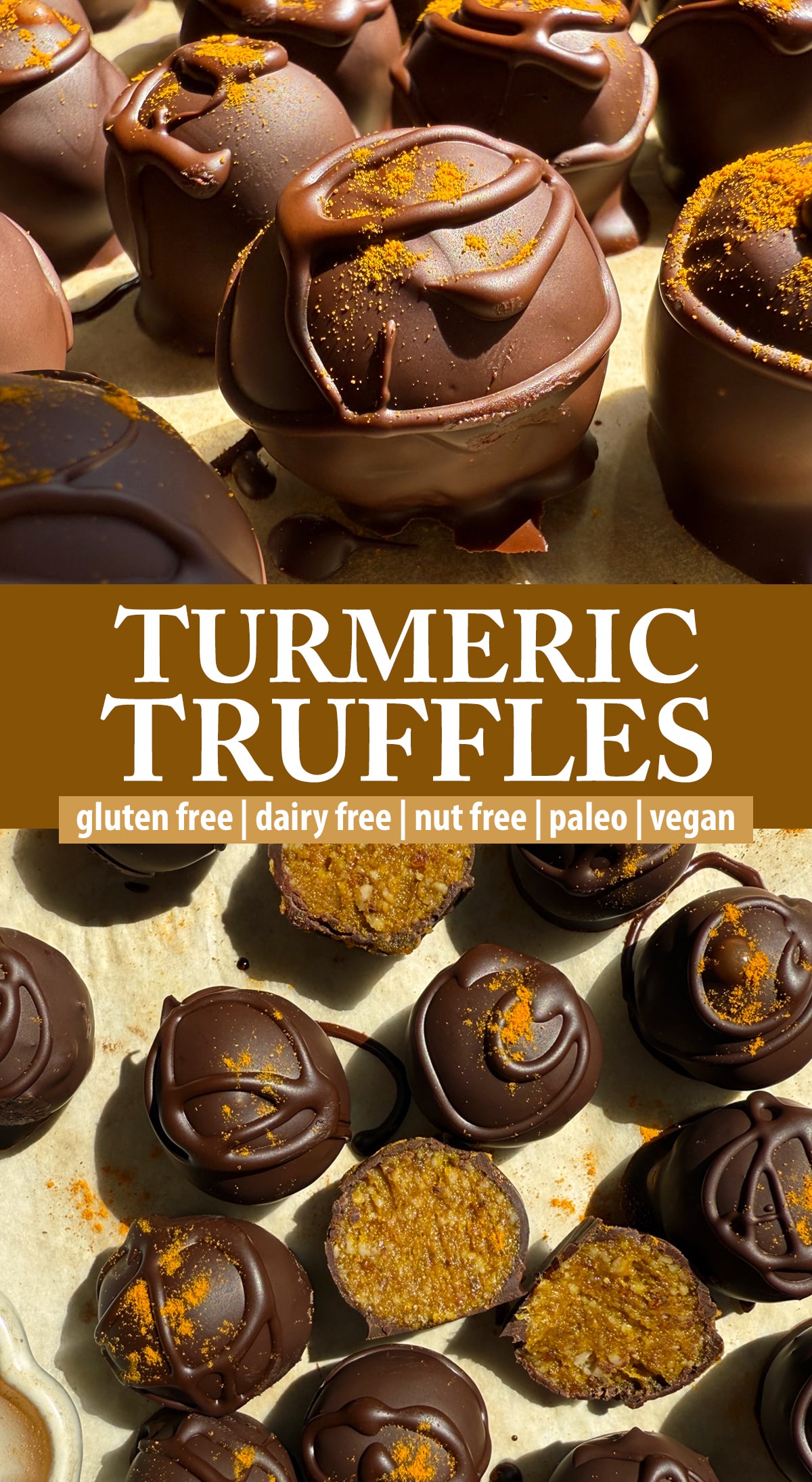 Pinterest image for turmeric truffles.