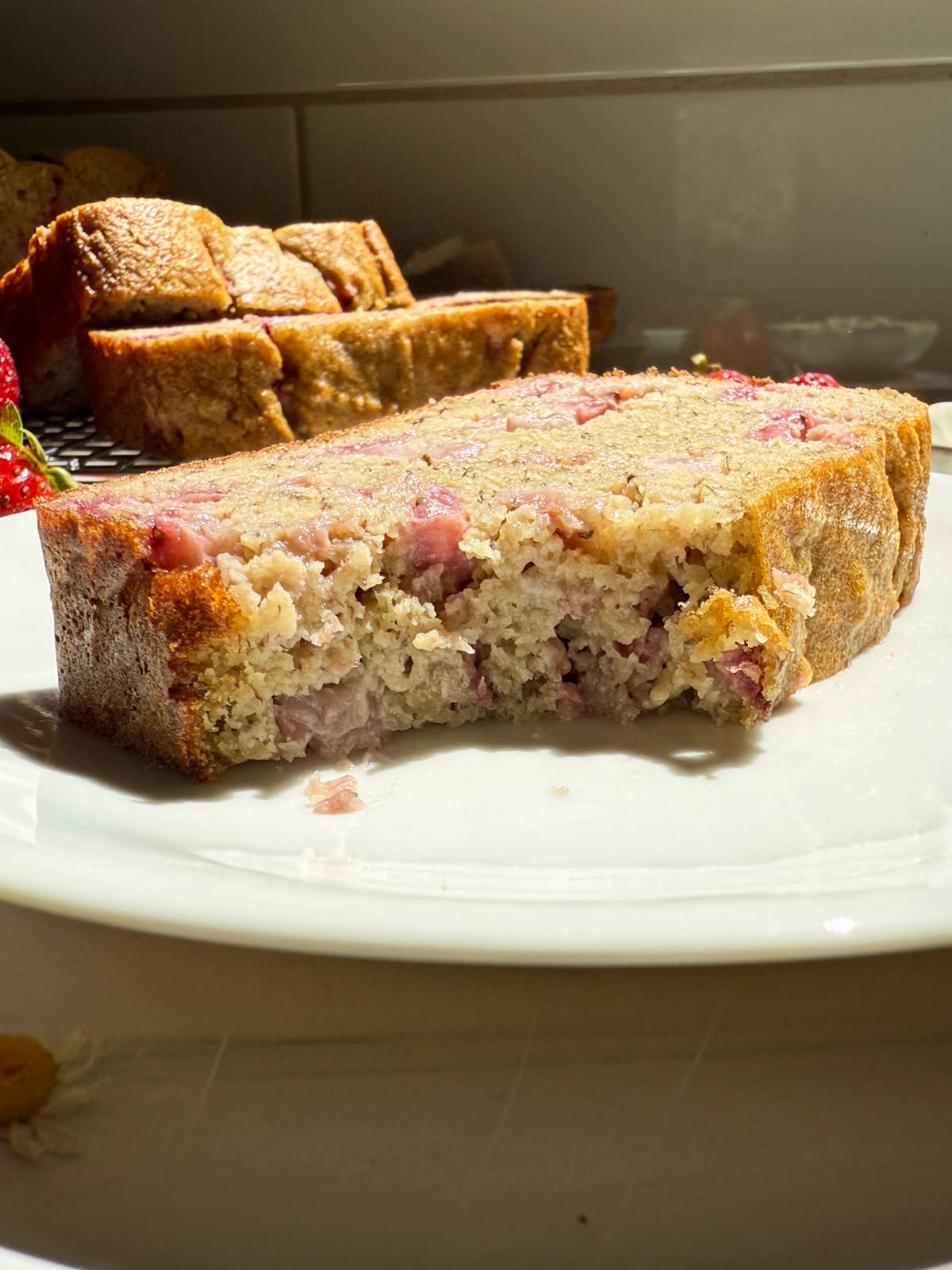 Moist strawberry banana bread.