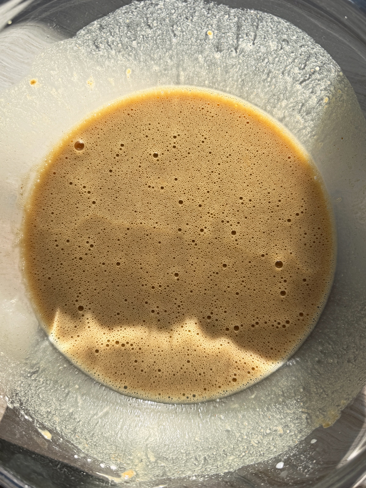 Batter for gluten free buckwheat crepes.