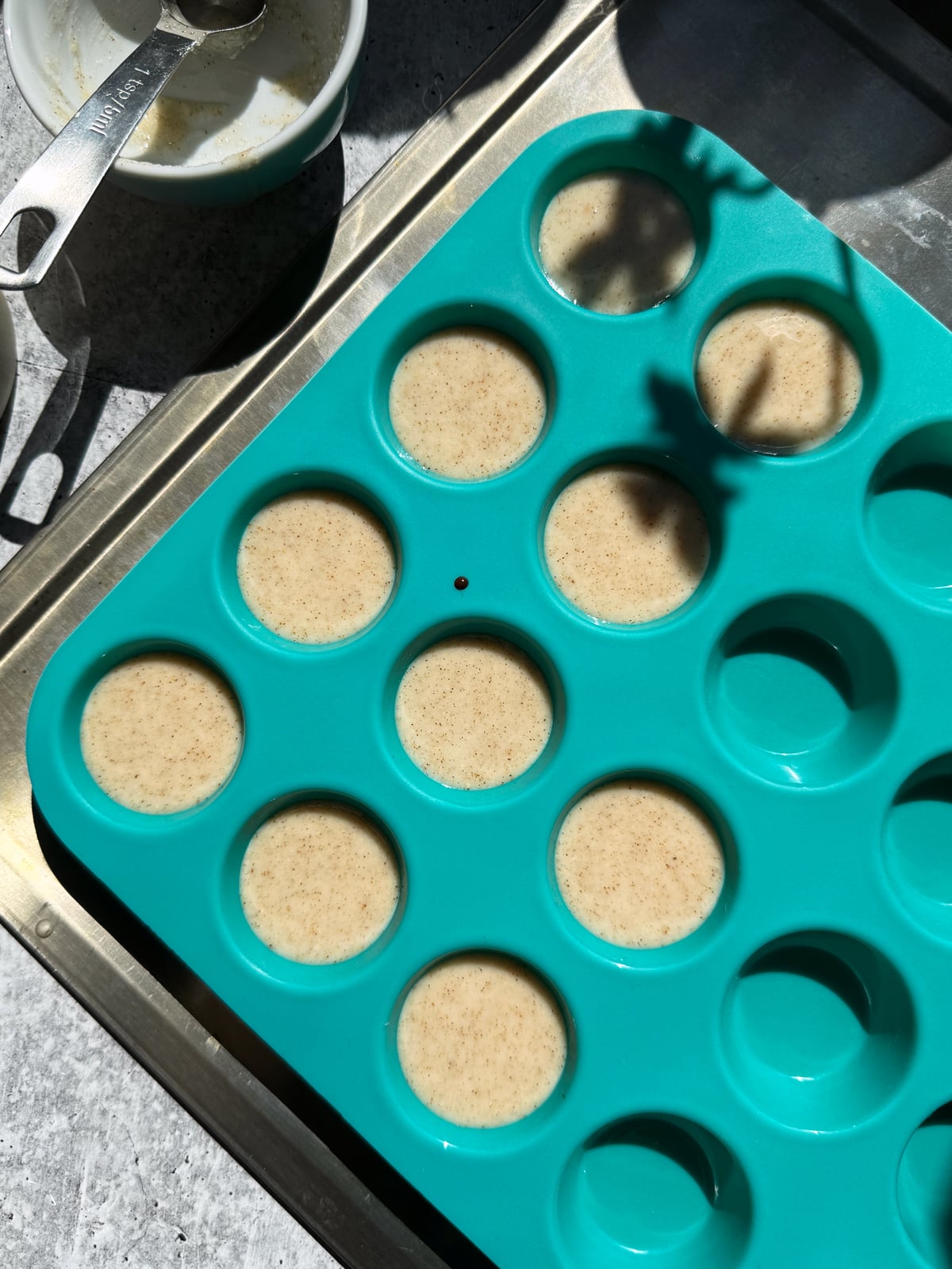 Adding the layer of coconut butter.