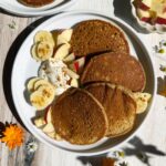 Plate of pancakes.