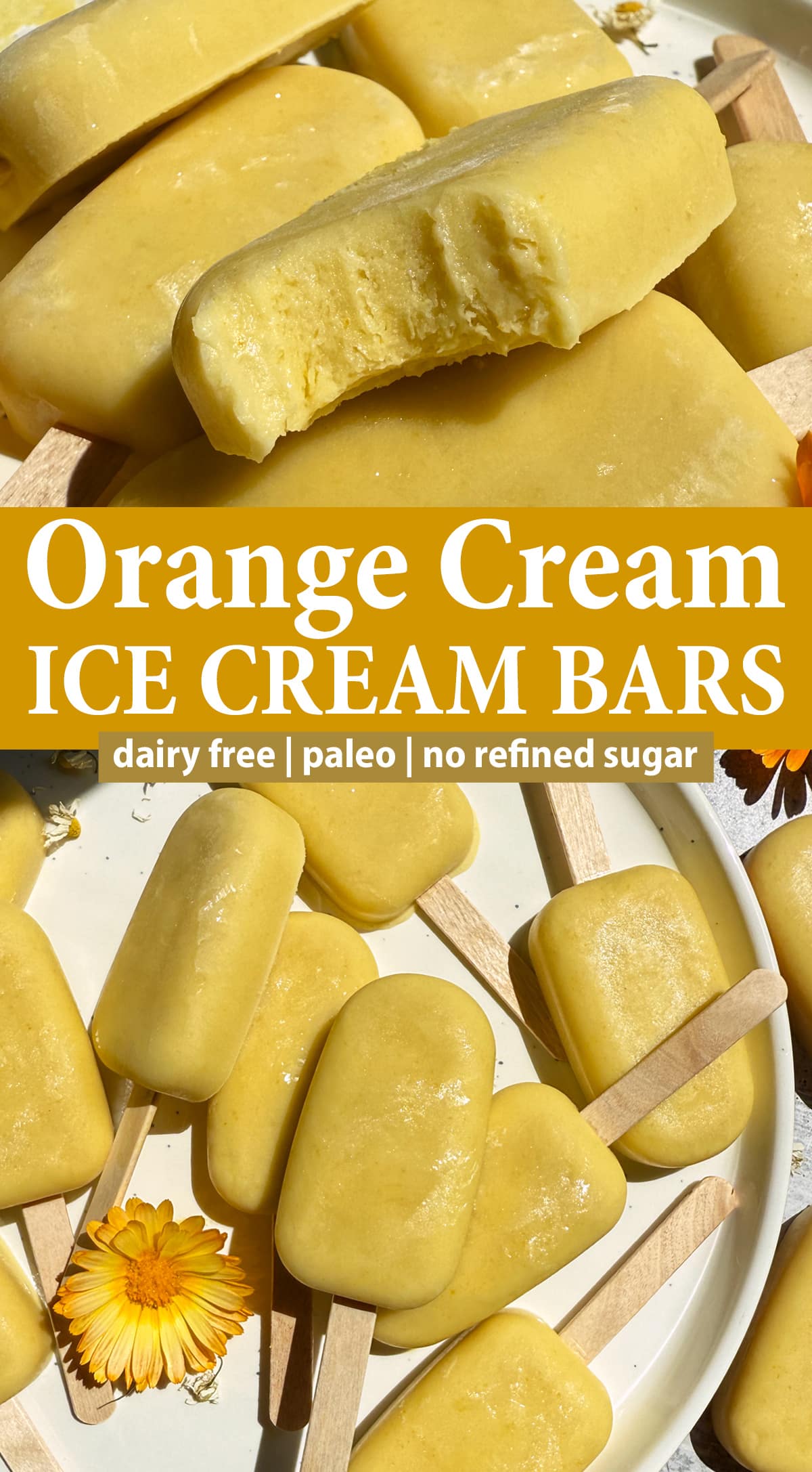 Pinterest image for orange cream ice cream bars.