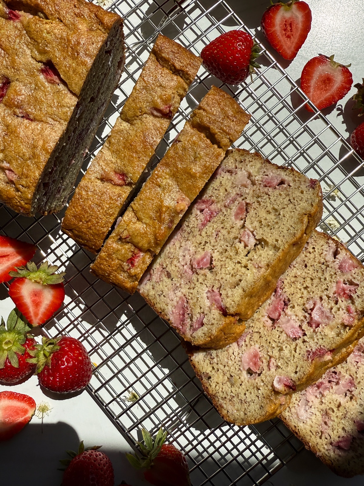 Slices on a wire cooling rack.